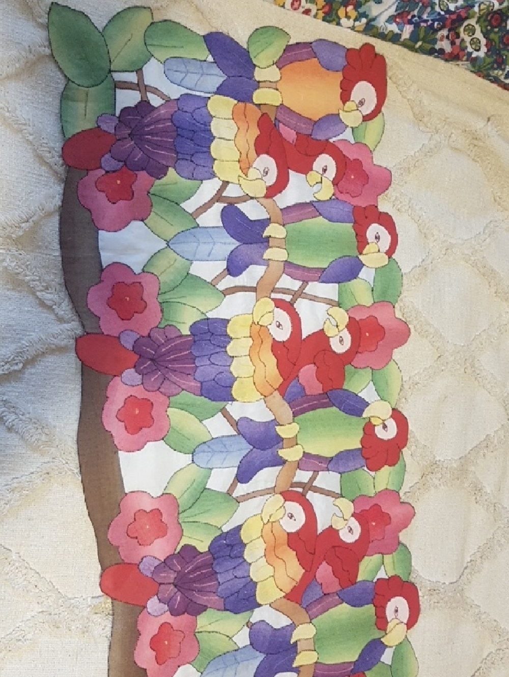 Vintage Macaw Parrot Cotton Table Runner